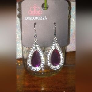 NWT Purple and Clear Rhinestone Earrings